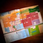 Lageplan des Union Lido aus dem Jahr 1997 mit farblich markierten und nummerierten Stellplätzen, Bungalows und Campingbereichen. Eingezeichnet sind außerdem der Strand, der Parco Union, die Pineta, die Piazza Lido, das Shopping Center, Maxi-Caravan-Bereiche, das Park Hotel, Minigolf und das Sport Center.